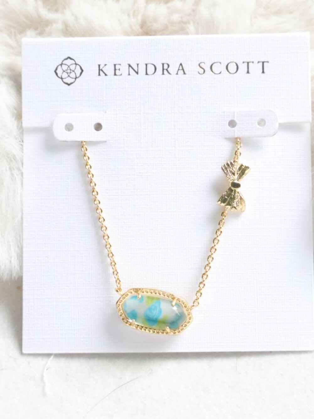 Kendra Scott Elisa Gold Marie Blue Blooming Heirloom Necklace